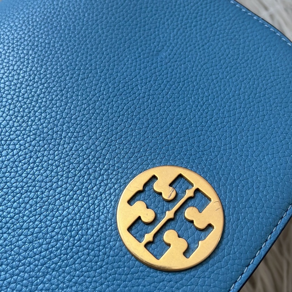 Tory Burch Blue Everly Leather Flap Saddle Bag - Picture 3 of 14